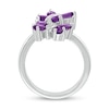 Thumbnail Image 2 of Marquise and Pear-Shaped Amethyst with Diamond Accent Double Butterfly Toi et Moi Bypass Wrap Ring in Sterling Silver