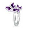 Thumbnail Image 3 of Marquise and Pear-Shaped Amethyst with Diamond Accent Double Butterfly Toi et Moi Bypass Wrap Ring in Sterling Silver