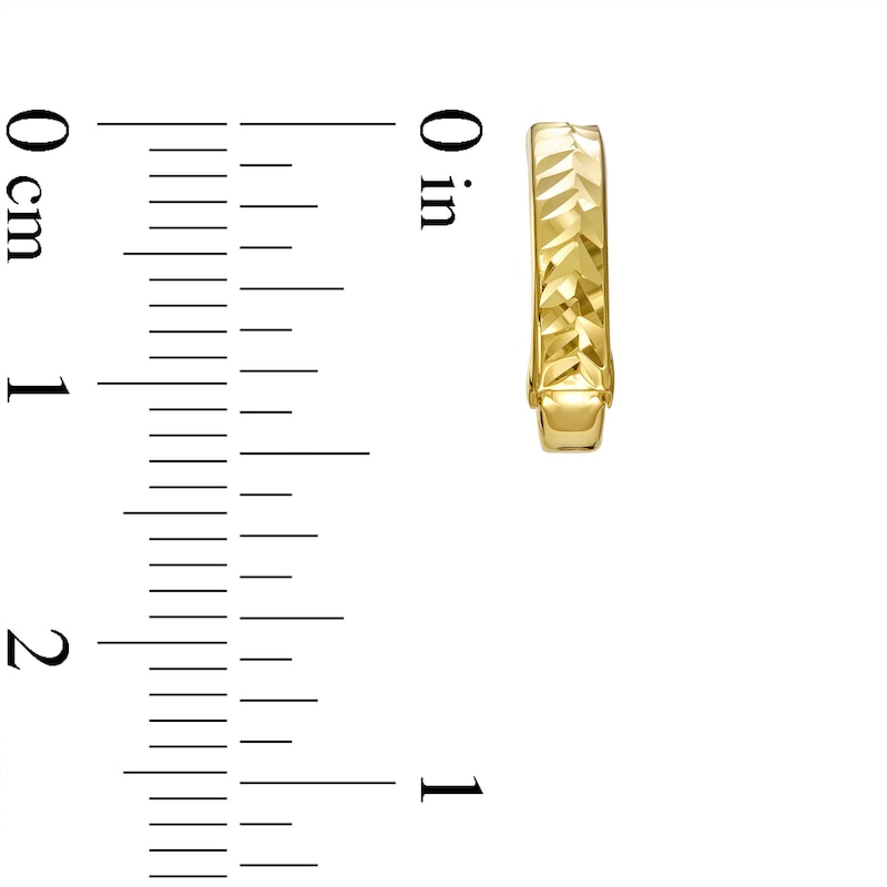 Main Image 3 of Chevron Diamond-Cut 12.0mm Huggie Hoop Earrings in 10K Gold
