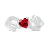 Thumbnail Image 2 of 5.0mm Heart-Shaped Lab-Created Ruby and White Lab-Created Sapphire "MOM" Infinity Ring in Sterling Silver