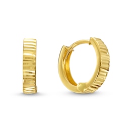 Diamond-Cut 12.0mm Huggie Hoop Earrings in 10K Gold