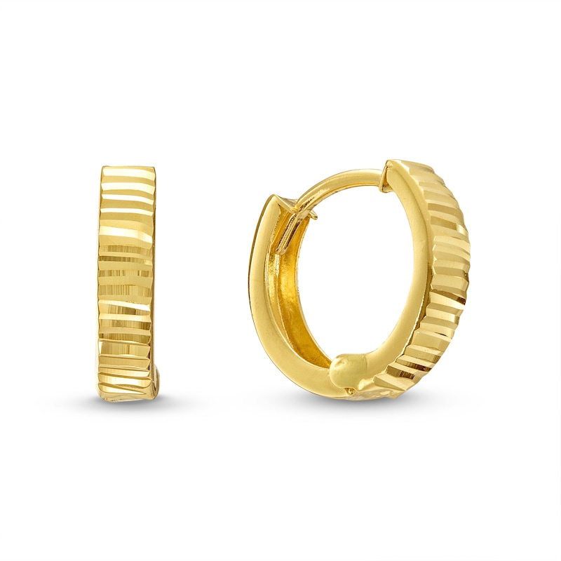 Diamond-Cut 12.0mm Huggie Hoop Earrings in 10K Gold|Peoples Jewellers