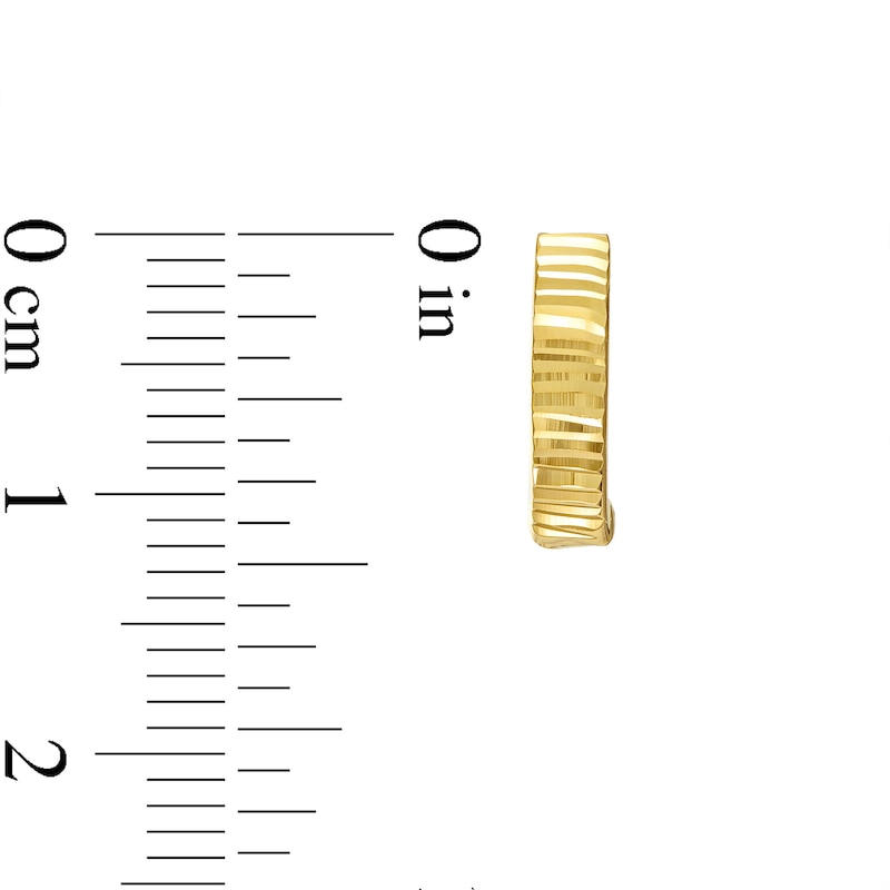 Main Image 3 of Diamond-Cut 12.0mm Huggie Hoop Earrings in 10K Gold