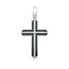 Men's 0.75 CT. T.W. Black Diamond Edge Cross Charm in Sterling Silver