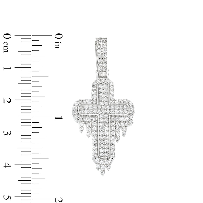 Main Image 2 of 1.00 CT. T.W. Diamond Drip Frame Cross Charm in 10K White Gold
