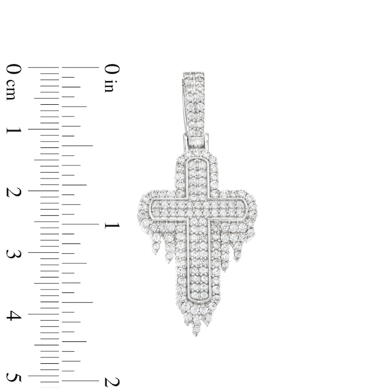 Men's 1.00 CT. T.W. Diamond Drip Frame Cross Charm in 10K White Gold