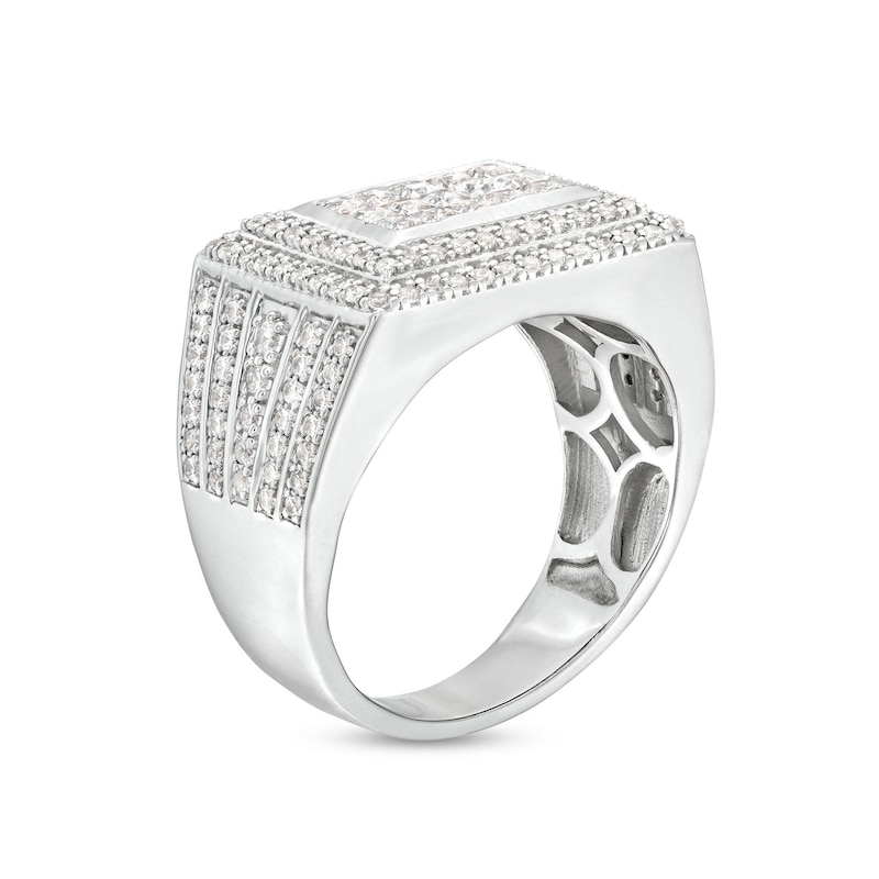 Main Image 3 of 2.00 CT. T.W. Multi-Diamond Edge Rectangle Top Ring in 10K White Gold