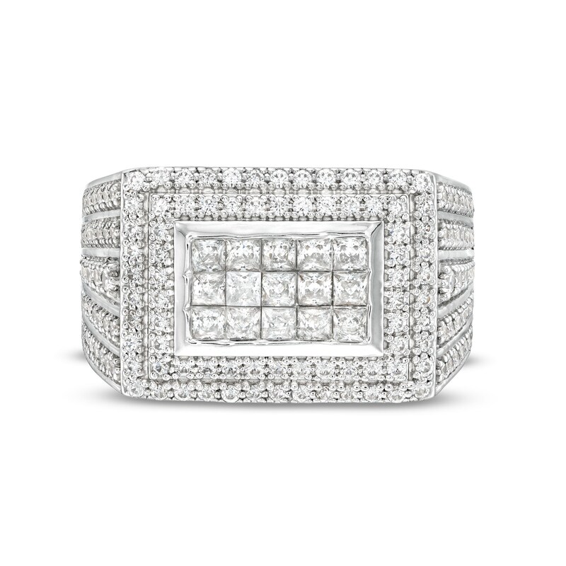 Main Image 4 of 2.00 CT. T.W. Multi-Diamond Edge Rectangle Top Ring in 10K White Gold