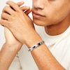 Thumbnail Image 2 of Men's Baguette Onyx and 0.25 CT. T.W. Black Diamond Link Bracelet in Sterling Silver - 8.5"