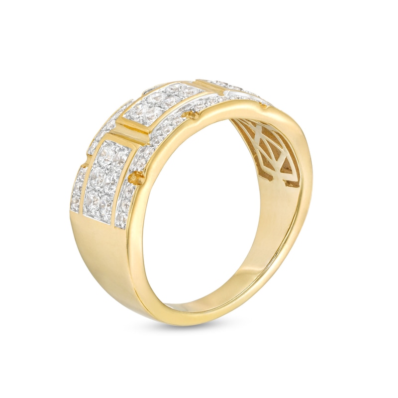 Men's 1.00 CT. T.W. Diamond Brick Pattern Ring in 10K Gold
