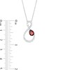 Pear-Shaped Garnet and White Lab-Created Sapphire Loop Infinity Pendant in Sterling Silver