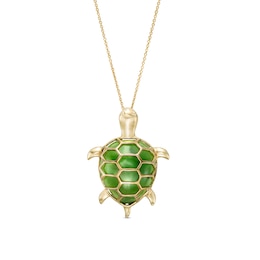 Jade Turtle Pendant in 14K Gold