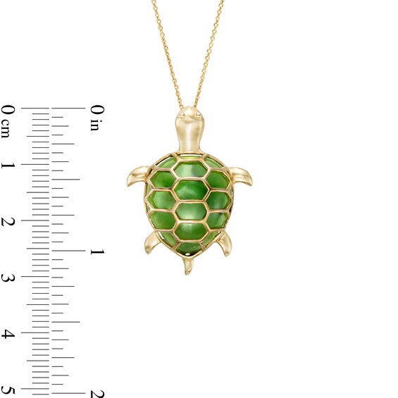 Jade Turtle Pendant in 14K Gold