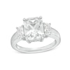 Thumbnail Image 0 of Emerald-Cut White Lab-Created Sapphire Three Stone Ring in Sterling Silver