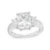 Thumbnail Image 1 of Emerald-Cut White Lab-Created Sapphire Three Stone Ring in Sterling Silver