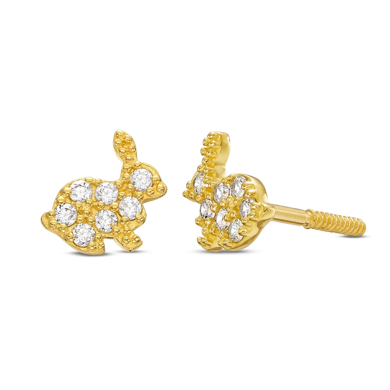 Child's Cubic Zirconia Bunny Stud Earrings in 14K Gold|Peoples Jewellers