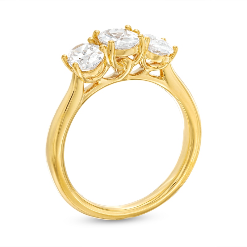 Main Image 3 of 2.00 CT. T.W. Oval Diamond Past Present Future® Engagement Ring in 14K Gold (I/SI2)