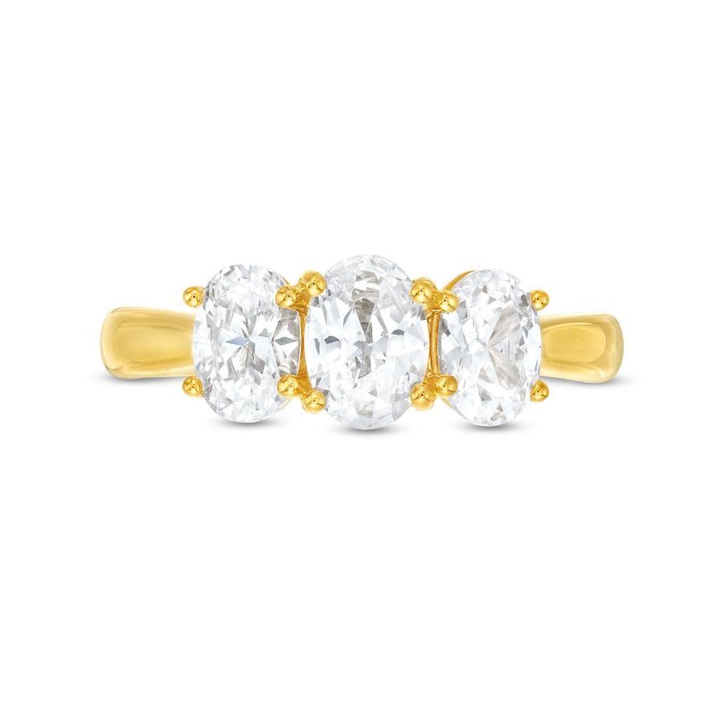 Main Image 4 of 2.00 CT. T.W. Oval Diamond Past Present Future® Engagement Ring in 14K Gold (I/SI2)