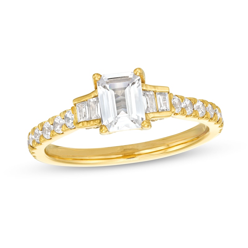 Canadian Certified Emerald-Cut Centre Diamond 1.25 CT. T.W. Engagement Ring in 14K Gold (I/I1)