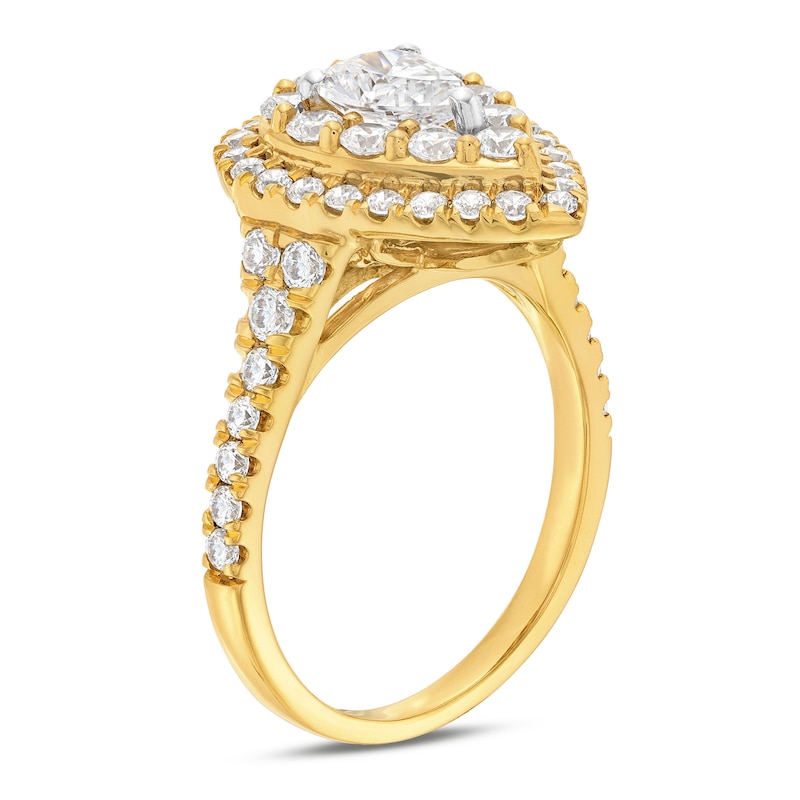 Main Image 3 of 1.75 CT. T.W. Canadian Certified Pear-Shaped Diamond Teardrop Frame Engagement Ring in 14K Gold (I/I1)