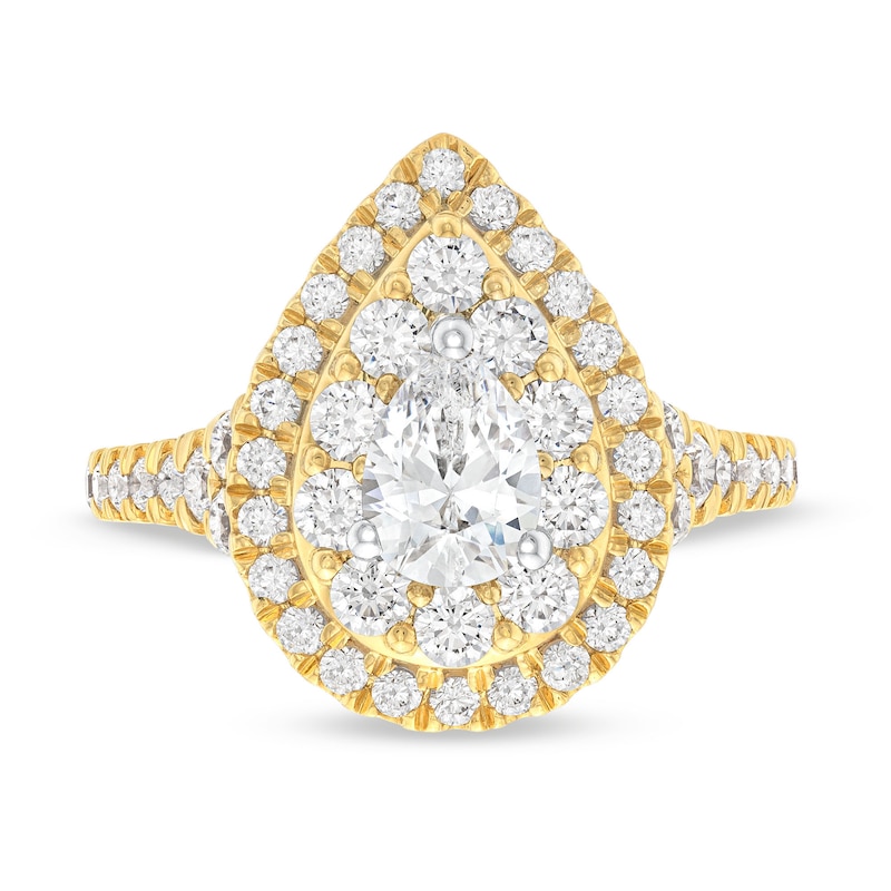 Main Image 4 of 1.75 CT. T.W. Canadian Certified Pear-Shaped Diamond Teardrop Frame Engagement Ring in 14K Gold (I/I1)