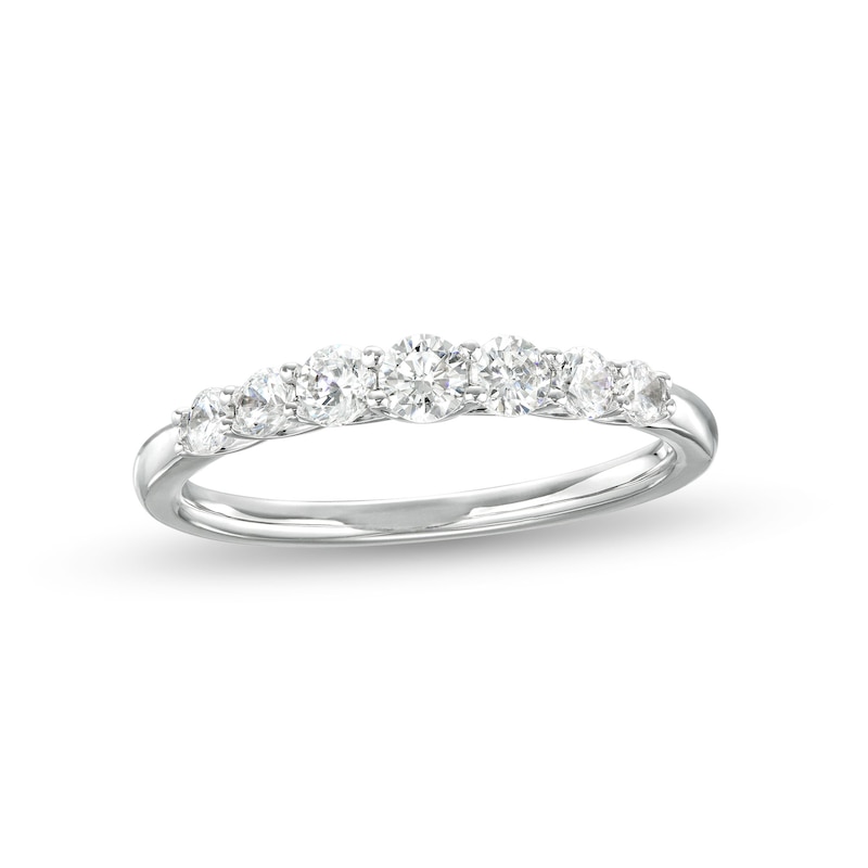 0.50 CT. T.W. Canadian Certified Diamond Seven Stone Anniversary Band in 14K White Gold (I/I1)|Peoples Jewellers