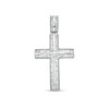Men's 0.45 CT. T.W. Baguette Diamond Textured Edge Cross Charm in 10K White Gold