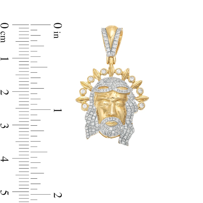 0.45 CT. T.W. Diamond Jesus with Crown Charm in 10K Gold