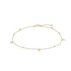Thumbnail Image 1 of Brilliance Bead and Disc Dangle Station Anklet in 10K Gold - 10"