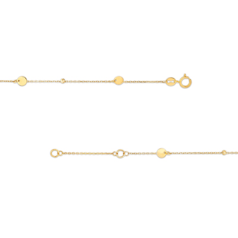 Main Image 3 of Brilliance Bead and Disc Dangle Station Anklet in 10K Gold - 10"