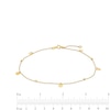 Thumbnail Image 4 of Brilliance Bead and Disc Dangle Station Anklet in 10K Gold - 10"