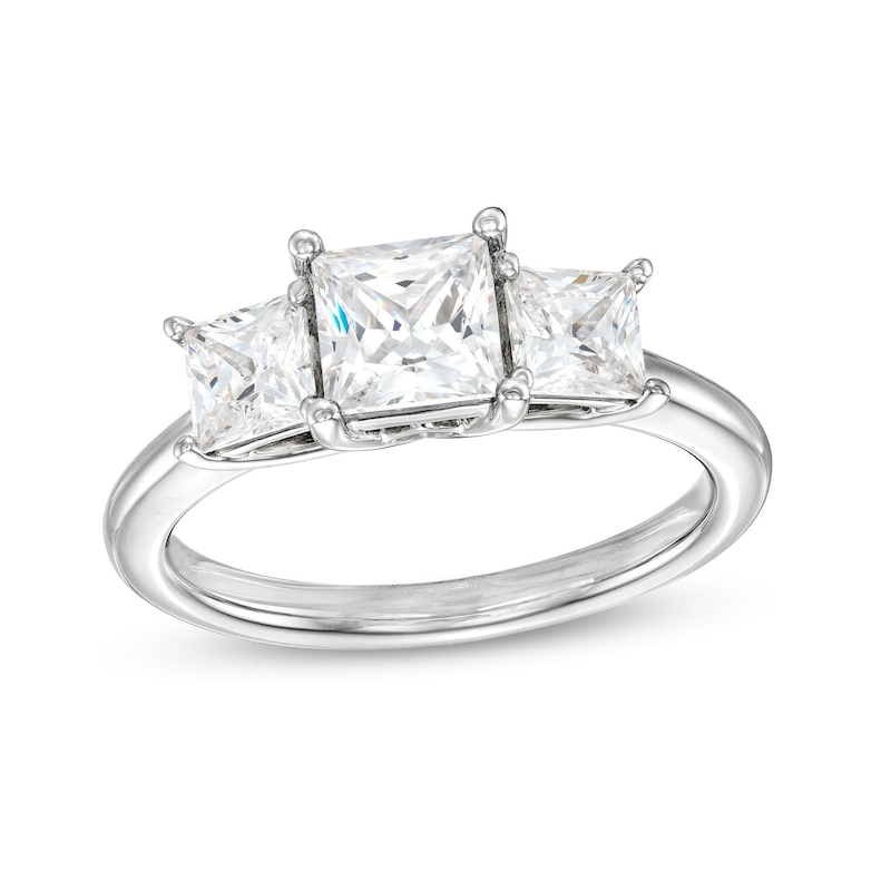 2.00 CT. T.W. Princess-Cut Diamond Past Present Future® Engagement Ring in 14K White Gold (I/I2)