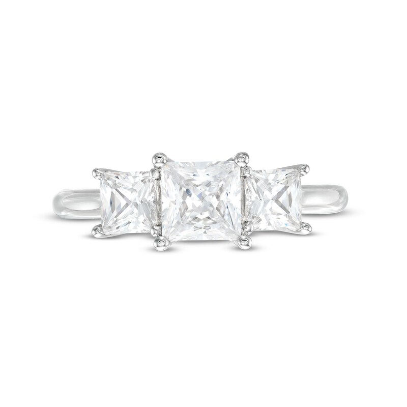 2.00 CT. T.W. Princess-Cut Diamond Past Present Future® Engagement Ring in 14K White Gold (I/I2)