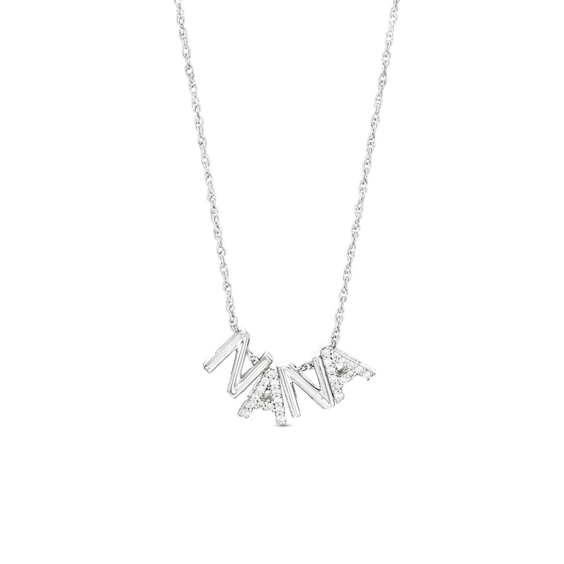 0.065 CT. T.W. Diamond "N A N A" Charm Necklace in Sterling Silver|Peoples Jewellers