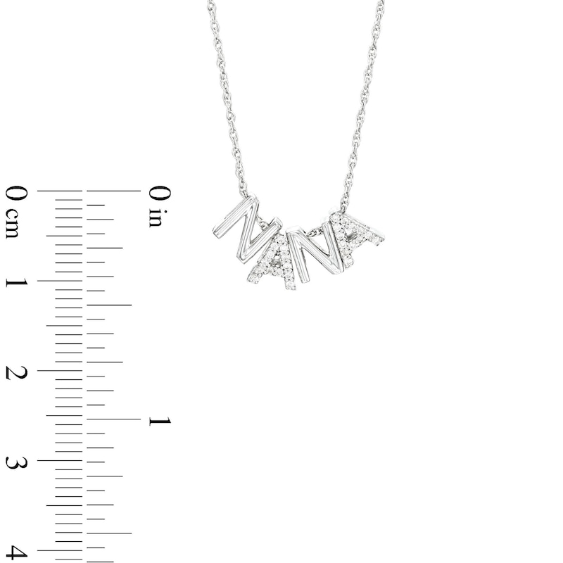 0.065 CT. T.W. Diamond "N A N A" Charm Necklace in Sterling Silver