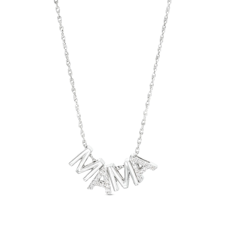 0.065 CT. T.W. Diamond "M A M A" Charm Necklace in Sterling Silver|Peoples Jewellers