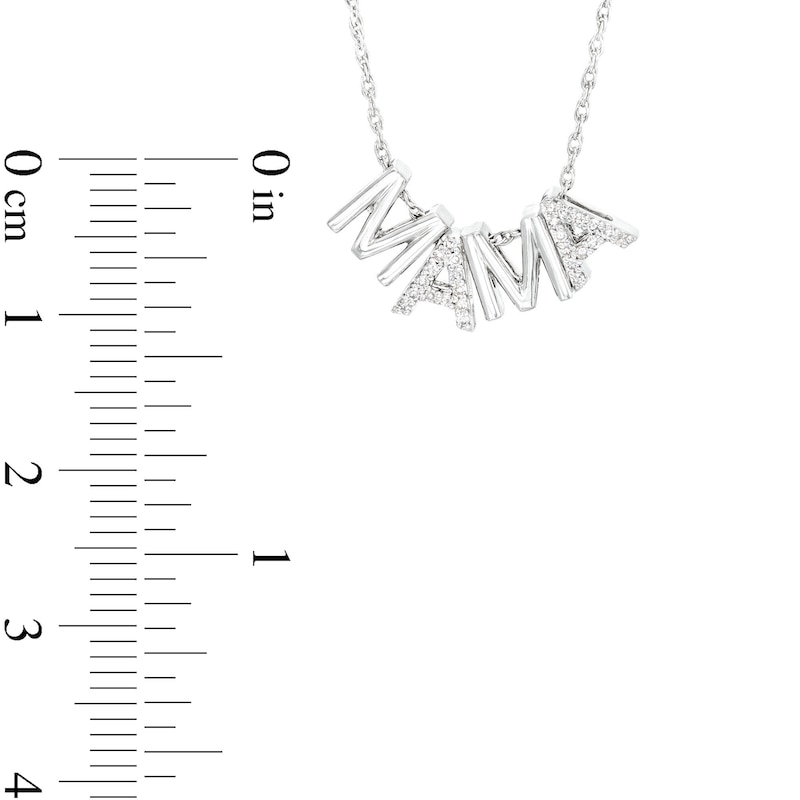Main Image 3 of 0.065 CT. T.W. Diamond "M A M A" Charm Necklace in Sterling Silver
