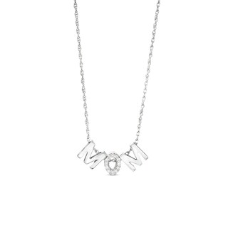 0.04 CT. T.W. Diamond "M O M" Charm Necklace in Sterling Silver