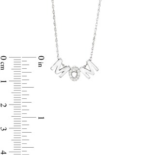 0.04 CT. T.W. Diamond "M O M" Charm Necklace in Sterling Silver