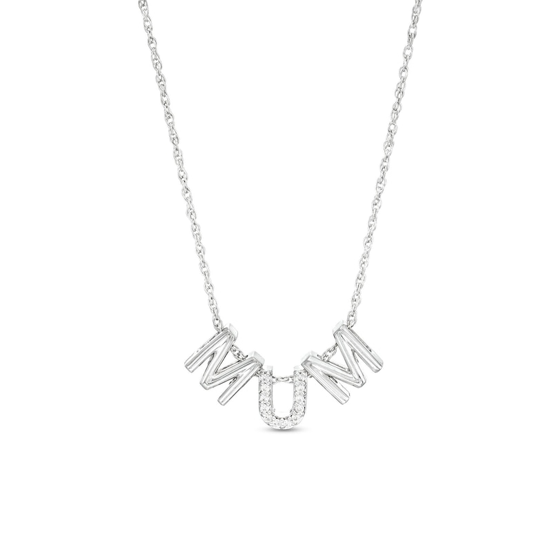 0.04 CT. T.W. Diamond "M U M" Charm Necklace in Sterling Silver|Peoples Jewellers