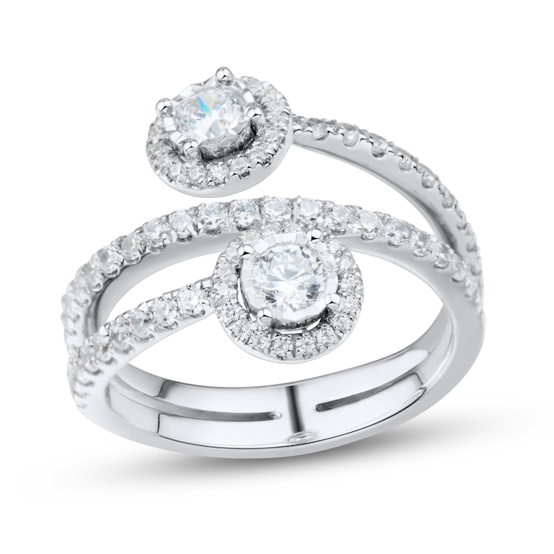 0.95 CT. T.W. Diamond Frame Double Wrap Ring in 14K White Gold