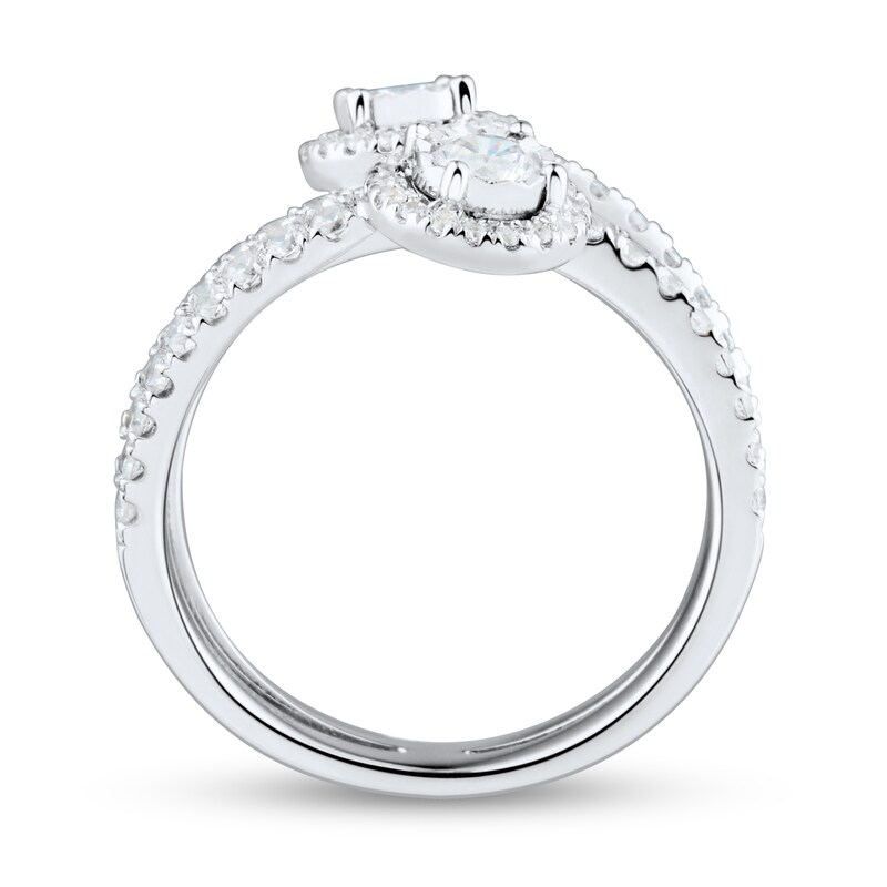 0.95 CT. T.W. Diamond Frame Double Wrap Ring in 14K White Gold