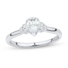 Thumbnail Image 1 of 0.45 CT. T.W. Pear-Shaped Diamond Tri-Sides Vintage-Style Engagement Ring in 14K White Gold (I/I1)
