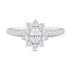 Thumbnail Image 3 of 0.75 CT. T.W. Oval Diamond Sunburst Frame Vintage-Style Engagement Ring in 14K White Gold (I/I1)