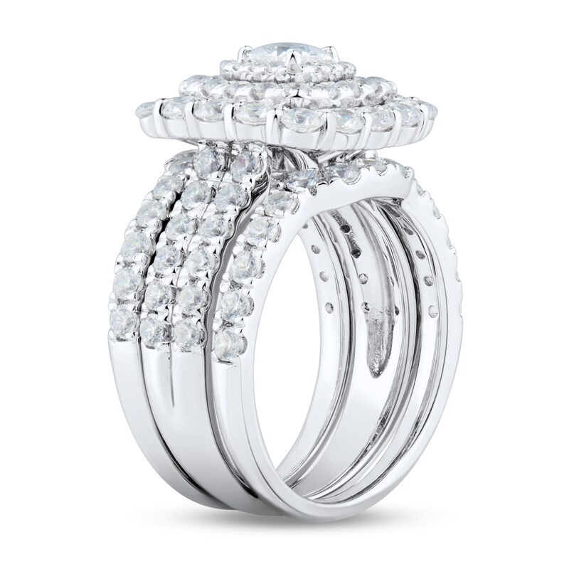 Main Image 2 of 3.00 CT. T.W. Princess-Cut Diamond Frame Double Row Bridal Set in 14K White Gold (I/I2)