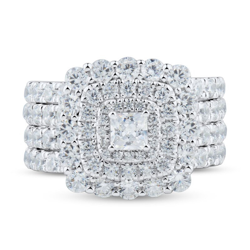 Main Image 3 of 3.00 CT. T.W. Princess-Cut Diamond Frame Double Row Bridal Set in 14K White Gold (I/I2)