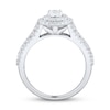 0.95 CT. T.W. Oval Diamond Double Frame Engagement Ring in 14K White Gold (I/I2)
