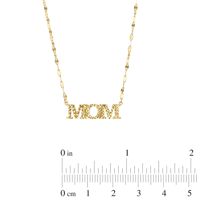 Main Image 3 of Diamond-Cut "MOM" Mirror Link Chain Necklace in 10K Gold