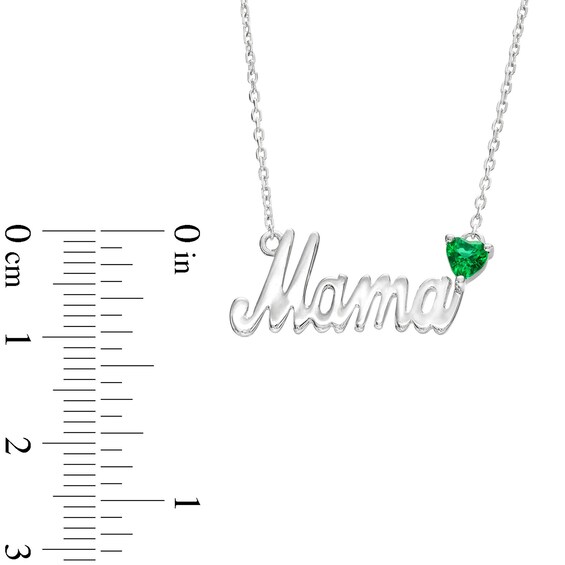 4.0mm Heart-Shaped Lab-Created Emerald "Mama" Necklace in Sterling Silver - 18.75"