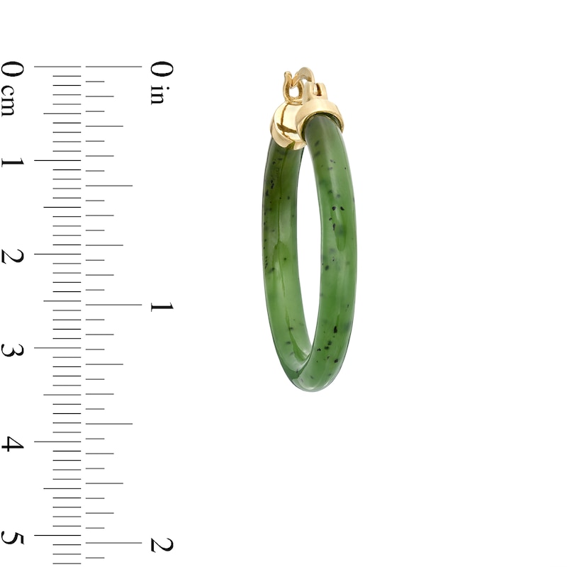 Main Image 3 of Jade Hoop Earrings with 14K Gold Latch Back